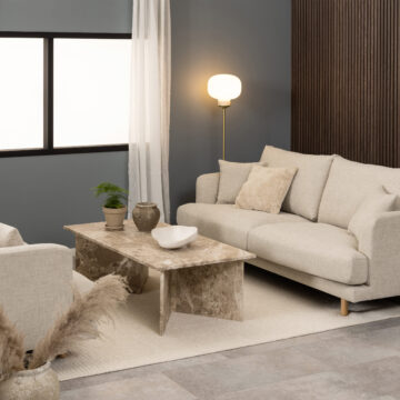 Morgan Brown Marble Rectangular Coffee Table