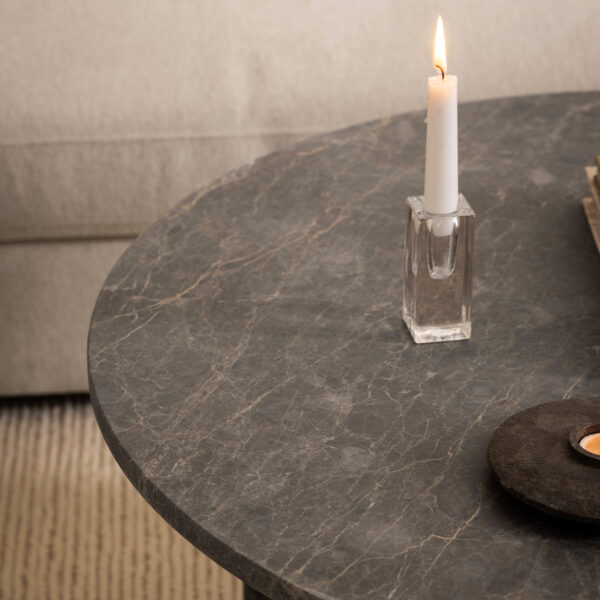 Morgan Round Coffee Table in Marron Marble | Assembly Required
