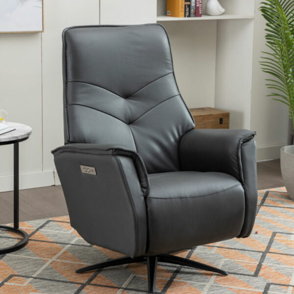 Hermes Swivel Elec Chair Dual Motor - Anthracite Leather