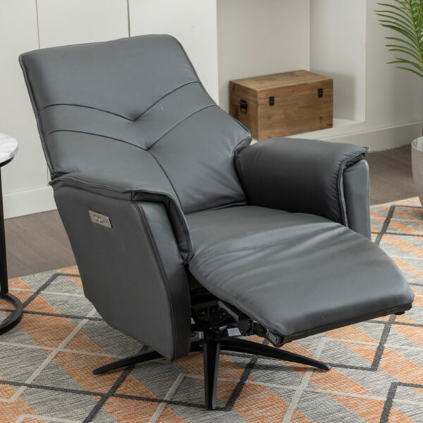 Hermes Swivel Elec Chair Dual Motor - Anthracite Leather