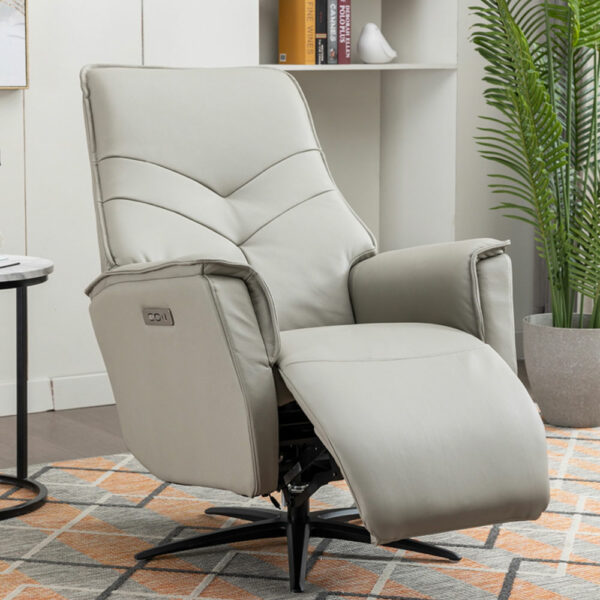 Hermes Swivel Elec Chair Dual Motor - Moon Leather