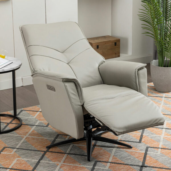 Hermes Swivel Elec Chair Dual Motor - Moon Leather