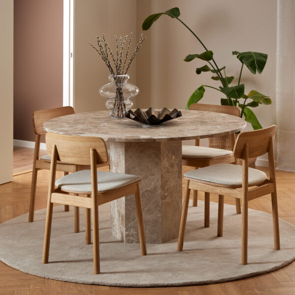 Naxos Round Dining Table in Brown Marble | Assembly Required