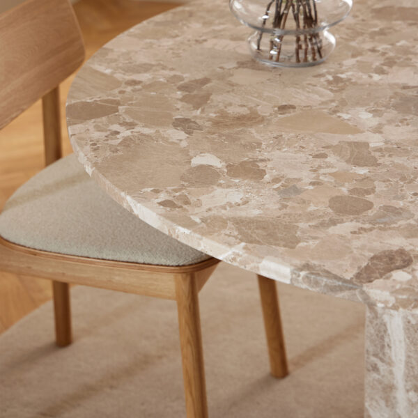 Naxos Round Dining Table in Brown Marble | Assembly Required