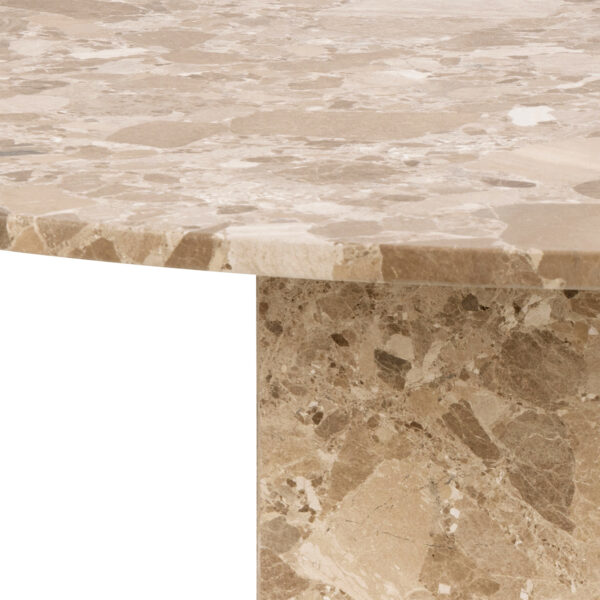 Naxos Round Dining Table in Brown Marble | Assembly Required