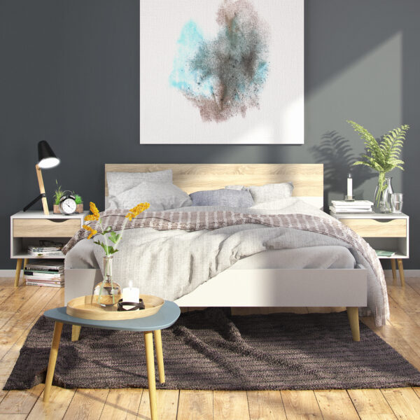 Oslo 3 Piece Bedroom Set White & Oak | Assembly Required
