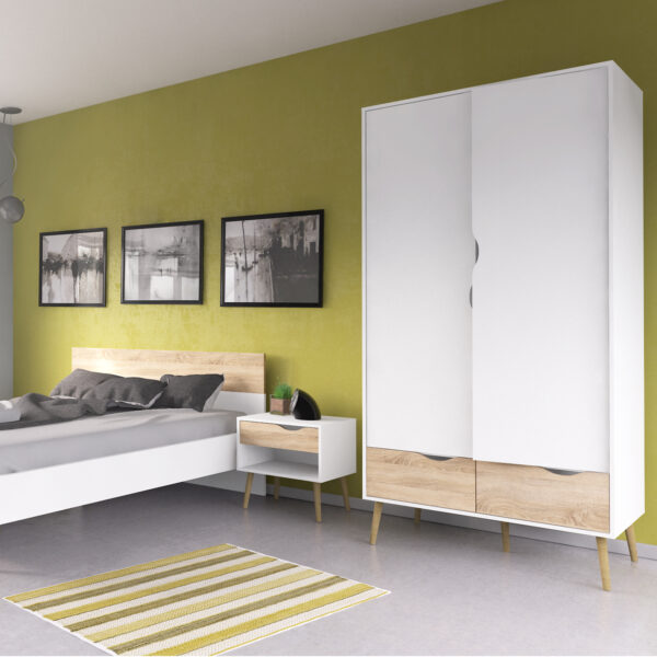Oslo 3 Piece Bedroom Set White & Oak | Assembly Required