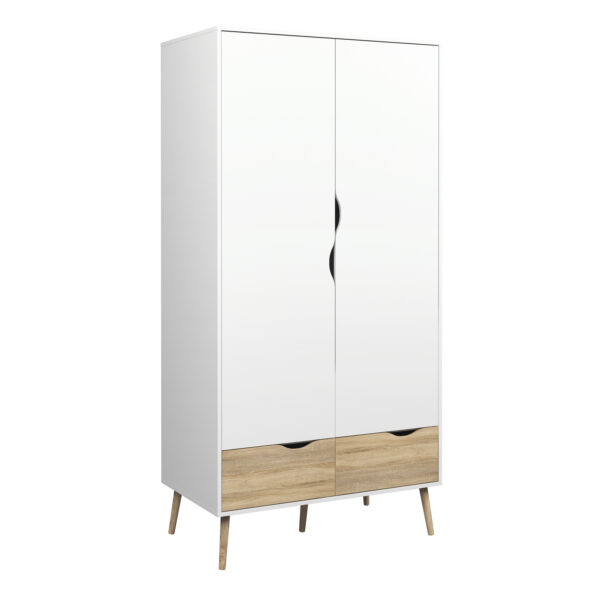 Oslo 4 Piece Bedroom Set White & Oak | Assembly Required