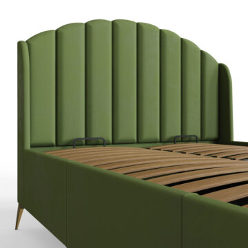 Haikou Green 5′ King Size End Lift Ottoman Storage Bed