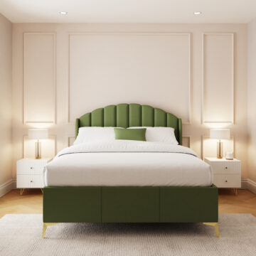 Haikou Green 5′ King Size End Lift Ottoman Storage Bed