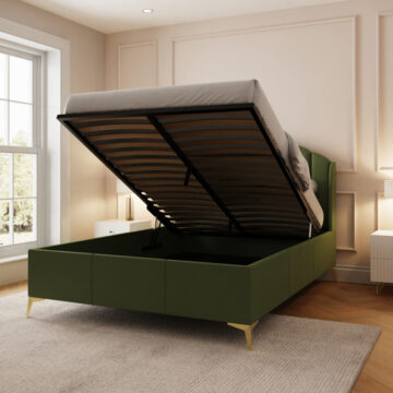 Haikou Green 5′ King Size End Lift Ottoman Storage Bed