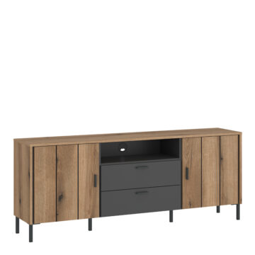 Rivendell TV Cabinet 2 Door 2 Drawer 158cm Wide in Oak/Grey