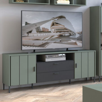 Rivendell TV Cabinet 2 Door 2 Drawer 173cm Wide in Green/Grey | Assembly Required