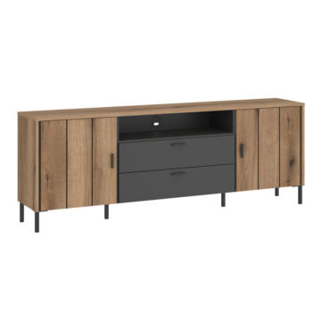 Rivendell TV Cabinet 2 Door 2 Drawer 173cm Wide in Oak/Grey