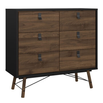 Chest and 3 Door 3 Drawer Wardrobe in Matt Black Walnut