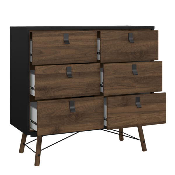 Ry 3 Piece Bundle, Bedside, Chest and 3 Door 3 Drawer Wardrobe in Matt Black Walnut | Assembly Required