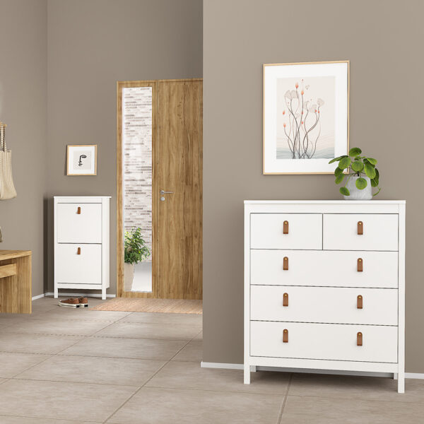 Seville 3 Piece Bundle, Bedside, Chest and 2 Door Wardrobe in White | Assembly Required