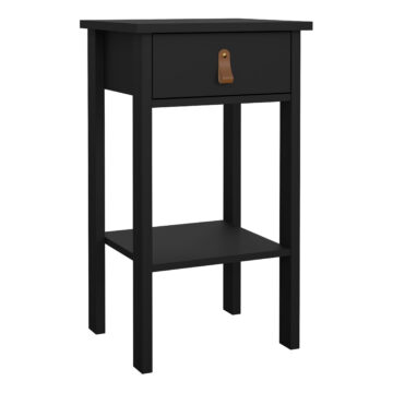 Seville Bedside Table with 1 Drawer in Matt Black