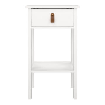Seville Bedside Table with 1 Drawer in White