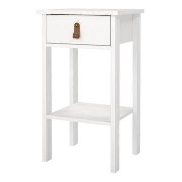Seville White 1 Drawer Bedside Table