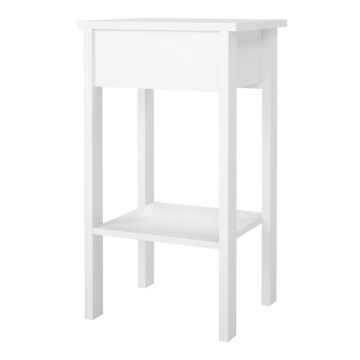 Seville White 1 Drawer Bedside Table