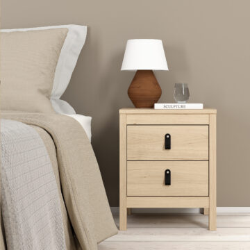 Seville Package – Bedside Table 2 drawers + Chest 3+2 drawer + Wardrobe with 3 doors in Jackson Hickory Oak