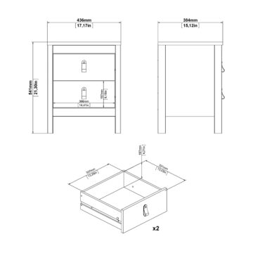 Seville Package – Bedside Table 2 drawers + Chest 3+2 drawer + Wardrobe with 3 doors in Jackson Hickory Oak