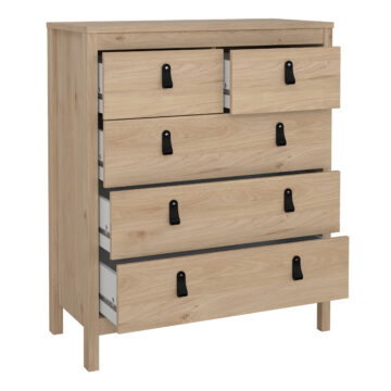 Seville Package – Bedside Table 2 drawers + Chest 3+2 drawer + Wardrobe with 3 doors in Jackson Hickory Oak