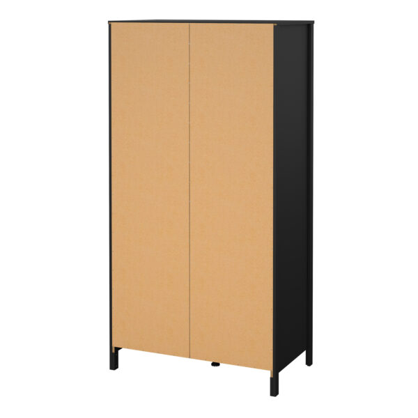 Seville Wardrobe with 1 door + 1 mirror door + 2 drawers Matt Black | Assembly Required