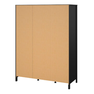 Seville Matt Black 2 Door Wardrobe with Drawers & Mirror
