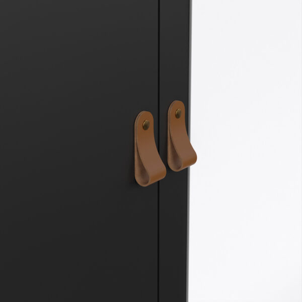 Seville Wardrobe with 2 doors + 1 mirror door + 2 drawers Matt Black | Assembly Required