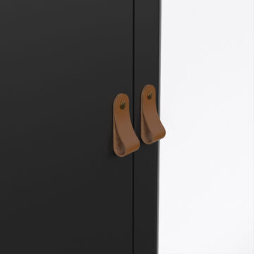 Seville Matt Black 2 Door Wardrobe with Drawers & Mirror