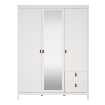 Seville Wardrobe with 2 doors + 1 mirror door + 2 drawers White