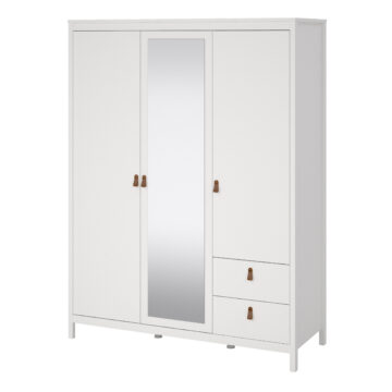 Seville White 2 Door Wardrobe with Drawers & Mirror