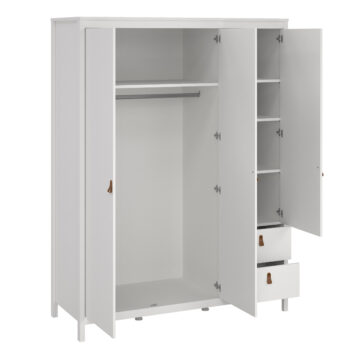 Seville White 2 Door Wardrobe with Drawers & Mirror