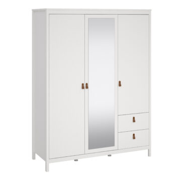 Seville Wardrobe with 2 doors + 1 mirror door + 2 drawers White