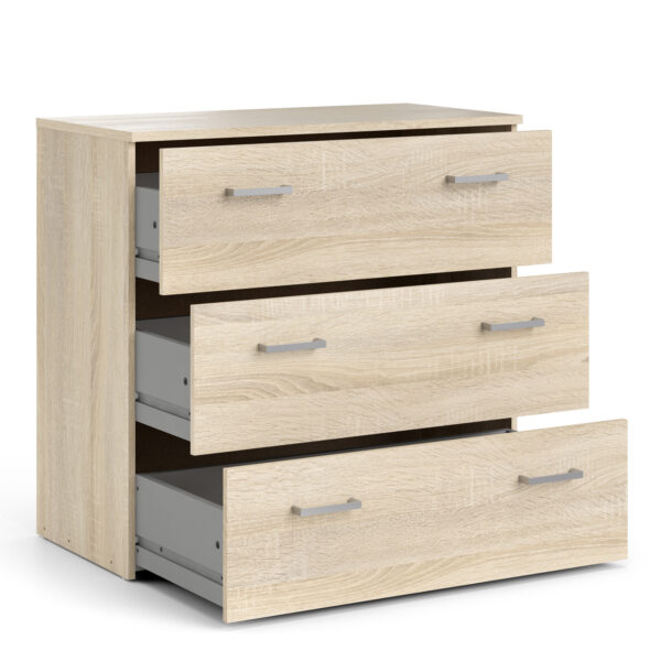 Space 3 Piece Bundle, Bedside, Chest and 2 Door 1 Drawer Wardrobe in Oak | Assembly Required