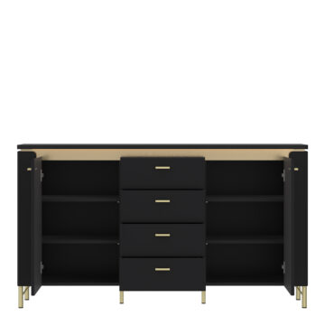 Talos Sideboard 2 Door 4 Drawer in Black Matt/Gold