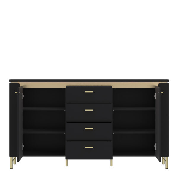 Talos Sideboard 2 Door 4 Drawer in Black Matt/Gold
