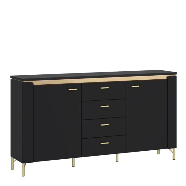 Talos Sideboard 2 Door 4 Drawer in Black Matt/Gold