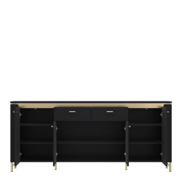 Talos Sideboard 4 Door 2 Drawer in Black Matt/Gold