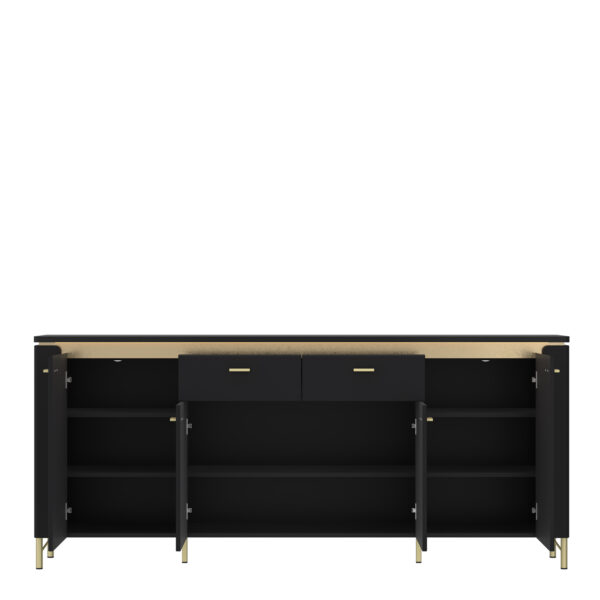 Talos Sideboard 4 Door 2 Drawer in Black Matt/Gold