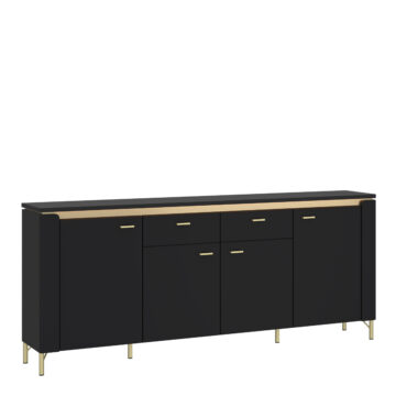 Talos Sideboard 4 Door 2 Drawer in Black Matt/Gold