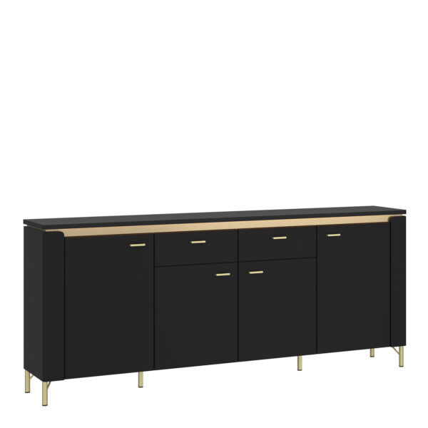 Talos Sideboard 4 Door 2 Drawer in Black Matt/Gold