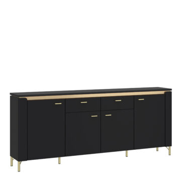 Talos Sideboard 4 Door 2 Drawer in Black Matt/Gold