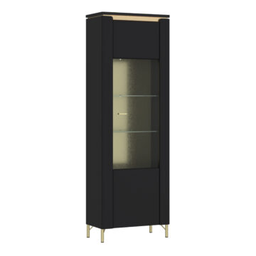 Talos Vitrin 1 Door in Black Matt/Gold