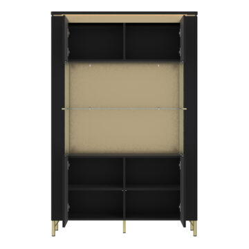 Talos Vitrin 2 Door in Black Matt/Gold