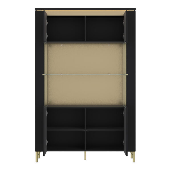 Talos Vitrin 2 Door in Black Matt/Gold