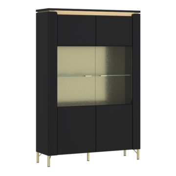 Talos Vitrin 2 Door in Black Matt/Gold