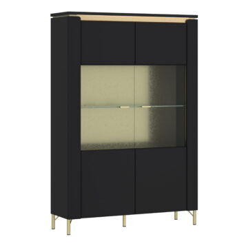 Talos Vitrin 2 Door in Black Matt/Gold